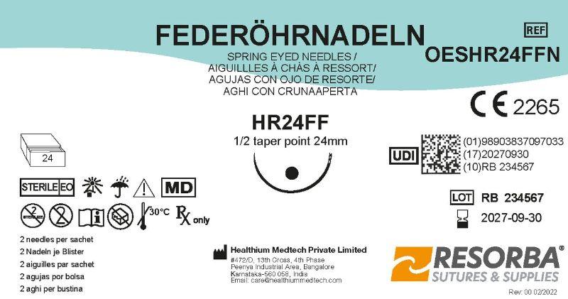 Голки хірургічні діаметром 0,6 мм, колючі окружність 1/2, довжиною 24 мм